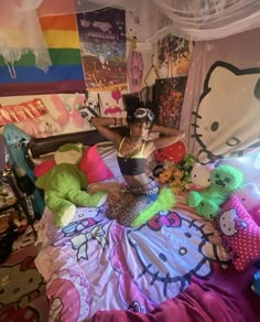 Cartoon Bedroom Ideas, Scene Room Emo, Scene Room Decor, Weirdcore Bedroom, Scene Room, Cool Room Decor