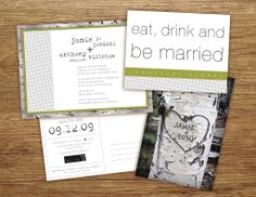 the wedding stationery has been designed to look like birch trees with hearts on them