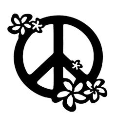 a peace sign with flowers on it