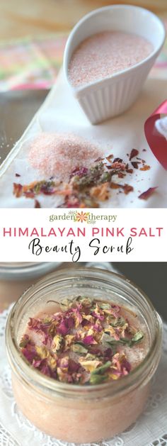 Usable Crafts, Pink Salt Scrub, Herb Bath, Bath Flowers, Autogenic Training, Salt Scrub Recipe, Natural Beauty Recipes, Sugar Scrub Recipe