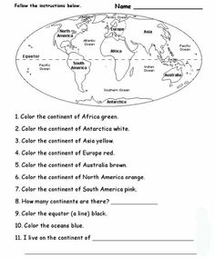 the world map worksheet