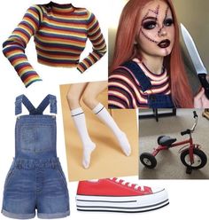 Chucky Doll Halloween Costume, Female Chuckie Costume, Female Chucky Halloween Costume, Chuky Doll Costume, Chucky Doll Costume Women, Female Chucky Cosplay, Chucky Costume Diy Female, Chuckie Halloween Costume Female, Slasher Halloween Costume Women