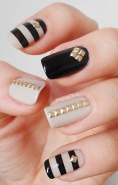 33 Amazing Nail Art Ideas with Rhinestones, Gems, Pearls and Studs Glitter Gradient Nails, Nails Gold, Studded Nails, Fabulous Nails