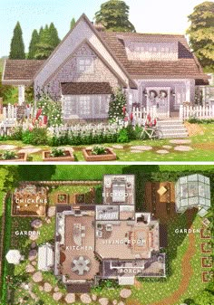 this is an artist's rendering of a house and garden