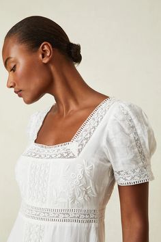 Ryan Dress - Women's Dresses | Shop LoveShackFancy.com Luxury Feminine Dress With Broderie Anglaise, Cotton Lace Dress White, Shabby Chic Lace Dress, Luxury Chic Broderie Anglaise Midi Dress, Cottage Chic Dresses, Cotton And Lace Dress, Luxury V-neck Broderie Anglaise Dress, Lace For Dresses, Luxury Wedding Dress With Broderie Anglaise