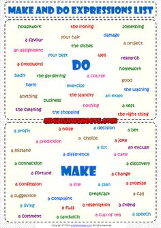 the words make and do expressions list