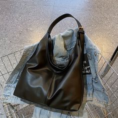 Faster shipping. Better service Uni Bag, Black Leather Tote Bag, Commuter Bag, Black Leather Tote, Workout Accessories, Black Faux Leather