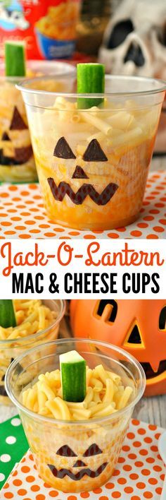 jack o lantern macaroni and cheese cups