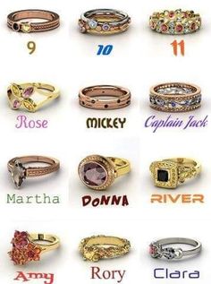 many different types of rings with names on them