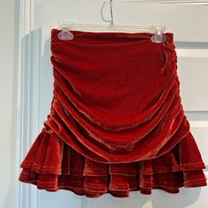 Nwot Smoke Free Home Velvet Burnt Orange Mini Skirt Red Knit Skirt, Velvet Skirt Outfit Winter, Vampire Clothing Aesthetic, Historical Skirt, Jean Paul Gaultier Skirt, Casta Fierce, Pink Velvet Skirt, Clothing Diys, Autumn Aura