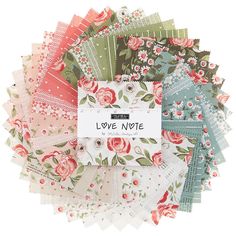 an assortment of paper with flowers and words written on the side, including one that says love note