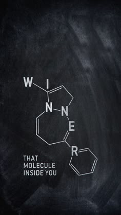 the words wine are written in white on a blackboard with an image of three chemical structures