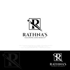 the logo for rathma's tailoring and makeup, which is designed to look like