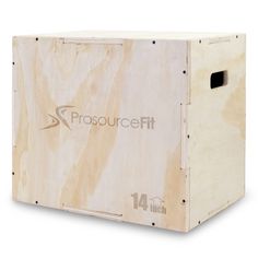 a wooden box with the word prosource fit printed on it's side