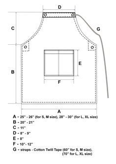 the diagram shows how to make a sewing pattern for an apron, with measurements and instructions