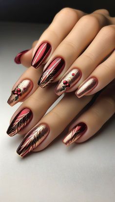 November Nails Fall, Art Deco Nails, November Nails, Beautiful Nail Designs