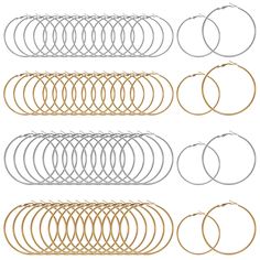 PRICES MAY VARY. 【ABUNDANT PACK】:64 Round beading hoop. 2 colors (gold,silver), 2 sizes of each color (3cm/1.18inch, 4cm/1.57inch). 16pcs 3cm gold round earrings, 16pcs 4cm gold round earrings,16pcs 3cm silver round earrings, 16pcs 4cm silver round earrings. 【EARRING SIZE】:Two sizes, small round beading hoop diameter 3cm/1.18inch, large round beading hoop diameter 4cm/1.57inch. The right size is your best choice. 【CHANGEABLE STYLE】:2 sizes and 2 different colors, you can design various styles of Cheap Small Hoop Wrap Earrings For Women, Cheap Metal Jewelry With Round Beads, Cheap Hypoallergenic Round Disc Jewelry, Cheap Nickel-free Circle Beaded Earrings, Hypoallergenic Yellow Gold Round Bead Earrings, Nickel-free Adjustable Hoop Beaded Earrings, Nickel-free Gold Beaded Brass Earrings, Gold Nickel-free Round Beaded Crystal Earrings, Silver Round Earrings