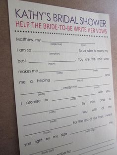 a bride to be bridal shower game