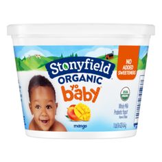 stonyfield organic baby mango yogurt with no sweeteners or added sugar