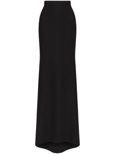 Valentino Ready To Wear black silk high waist concealed side hook and zip fastening floor-length train The full look includes Valentino Garavani accessories. Black Skirts Long, Luxury Black Long Skirt, Valentino Skirt, High Waisted Black Skirt, Womens Long Skirt, Valentino Women, Leather Cap, Black Skirt, Skirt Black