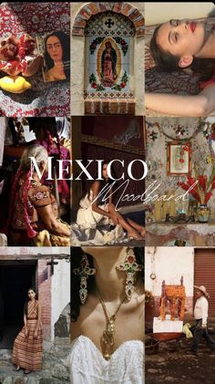 a collage of photos with the words mexico written in different languages and pictures of people