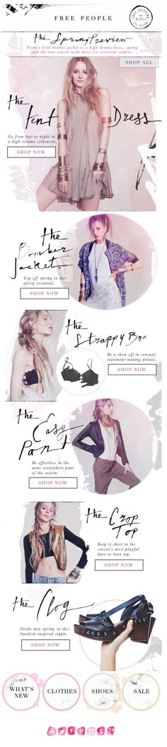 an advertisement for a women's clothing store with multiple images and text on it