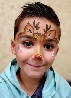 Christmas Face Painting Reindeer, Quick Christmas Face Painting, Holiday Face Painting For Kids, Kids Christmas Face Paint, Frozen Face Paint Easy, Xmas Face Paint, Simple Christmas Face Painting For Kids, Face Painting Ideas For Kids Christmas, Xmas Face Painting Kids