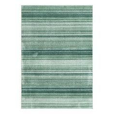 an area rug with green and white stripes