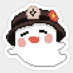 a pixellated image of a snowman wearing a hat