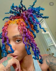 #starterlocs #locs #loccommunity #starterlocstyles #combcoils #locsforlife #womenwithlocsrock #womenwithlocks #locd #locdup #locdgoddess #locdandloaded #locdandlovingit #texture #texturetuesdays #greenlocs #splitdye #splitdyedhair Dyed Hair Dreads, Locs Black Women Color, Colors For Locs, Colored Dreads Black Women, Loc Colors Black Women, Short Locs Hairstyles Men, Color Locs Black Women, Hairstyles With Locs, Loc Color Ideas