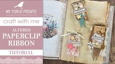 altered paperclip ribbon bookmarks are displayed on a wooden table with text overlay that reads, my porch prints craft with me altered paperclip ribbon