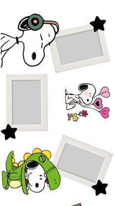 some stickers that are on the side of a white wall with black stars around them