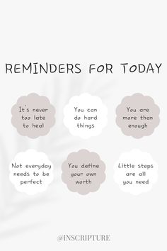 the words reminders for today written in white and black on a light gray background