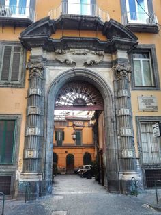 the entrance to an old building in italy