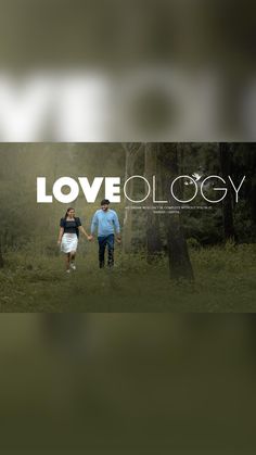 two people walking in the woods holding hands and looking at each other with love ecology written on it