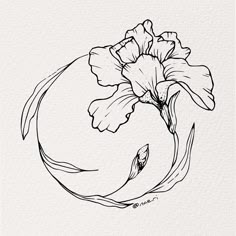 a black and white drawing of a flower