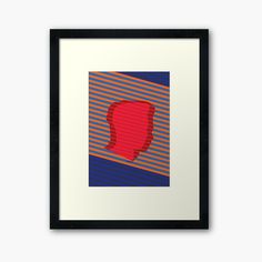 an abstract painting with red and blue stripes framed art print