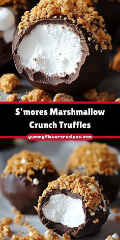 marshmallow crunch truffles with white chocolate and crumbs on top