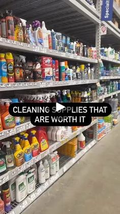 a grocery store aisle filled with lots of cleaning supplies and bottles on the shelves that are labeled cleaning supplies that are worth it