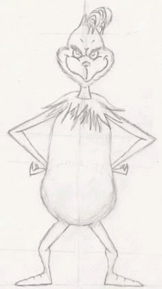 a drawing of a cartoon character with an angry look on his face