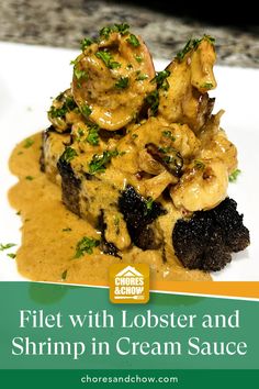 Filet with Shrimp and Lobster Cream Sauce Killer Shrimp, Lobster Cream Sauce, Lobster Sauce, Steak And Lobster, Steak Sauce, Thrill Ride, Cream Sauce