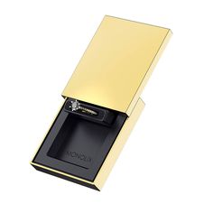 an open box with a lighter in it on a white background and the packaging is empty