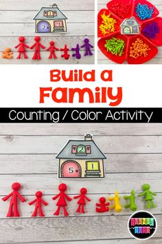 an activity for kids to learn how to build a family with colored clay and construction paper