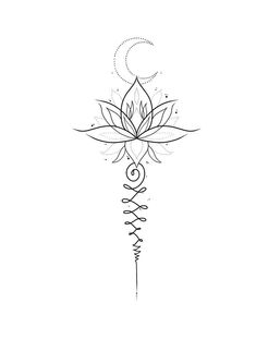 a black and white drawing of a flower with swirls in the shape of a spiral