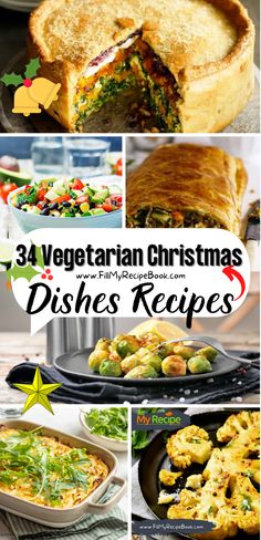 vegetable casserole dishes for vegetarians. Pastry pies with veggies and other bean salads and roasted cauliflower and more. Vegetarian Recipes To Freeze, Christmas Vegetarian Recipes, Vegetarian Christmas Main, Recipes To Freeze, Oven Bakes, Vegetable Dishes Recipes, Vegetarian Christmas Dinner, Vegetarian Holiday Recipes