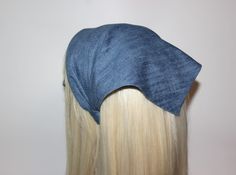 Denim hair kerchief Blue bandana headband, 10"/14" inch triangle alopecia head cover, hippie headpiece The headband from the pictures measures [25cm] 14" inches * More widths - [25cm] 10" inches , [35cm] 14" inches * Color- Denim Blue * Materials used - Cotton fabric, solid thermo adhesive fabric, metal insert, velvet ribbon * Pattern- denim * Plastic free * Well structured * Non slip headband Extremely comfortable: this headband does not give headaches, is perfectly finished with my special tec Hair Kerchief, Denim Bandana, Denim Headband, Kerchief Hair, Denim Hair, Egyptian Theme, Adhesive Fabric, Retro Headband, Hippie Headbands