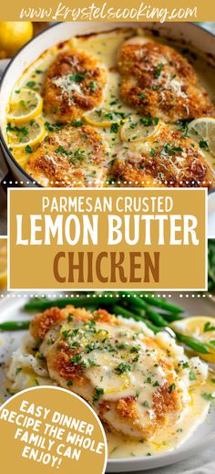 the cover of parmesan crusted lemon butter chicken