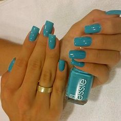 Milky Nails, Work Nails, Blue Nail Polish, Blue Nail, Summer Acrylic Nails, Short Acrylic Nails Designs, Classy Nails, Fancy Nails