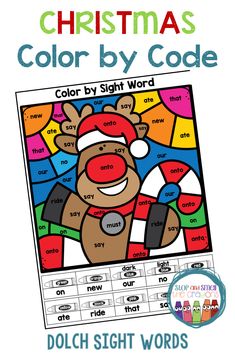 christmas color by code with the word santa on it and an image of a teddy bear