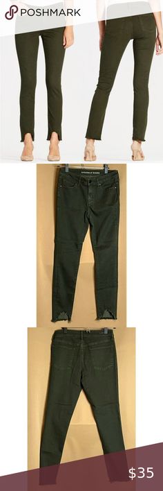 Articles Of Society Stephanie Step Hem Green Stretch Jeans 28 NWOT